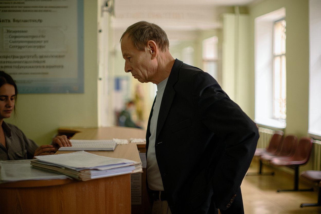 Мужчина в регистратуре